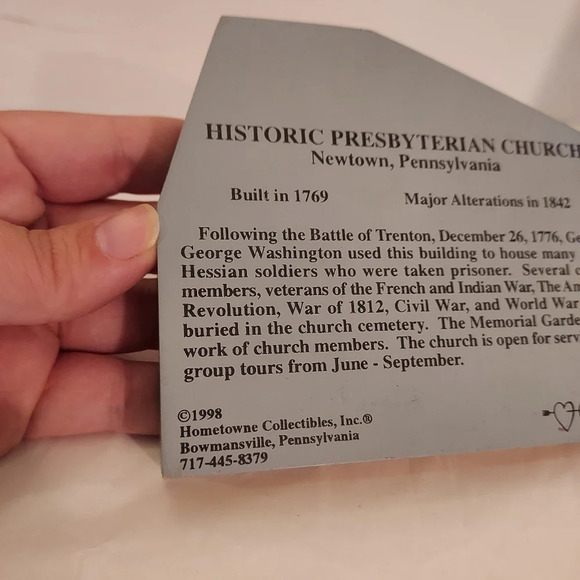 Vintage 1998 Hometowne Collectibles Historic Presbyterian Church Shelf Sitter - Picture 6 of 8